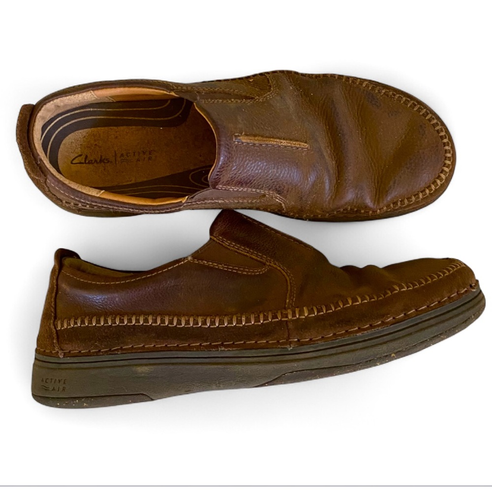 Clarks Men's Brown Leather with Suede border Active Air Loafers Sz 13